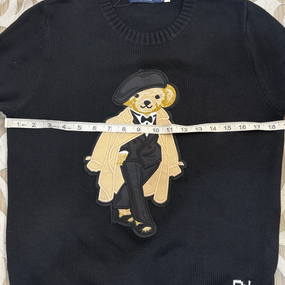 Black cotton Sweater with Bear Design not Ralph Lauren